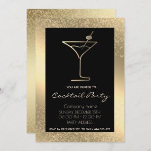 Gouden zwarte luxe vakantie cocktail party kaart