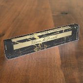 gouden zwarte marmer naambordje (Zijkant)