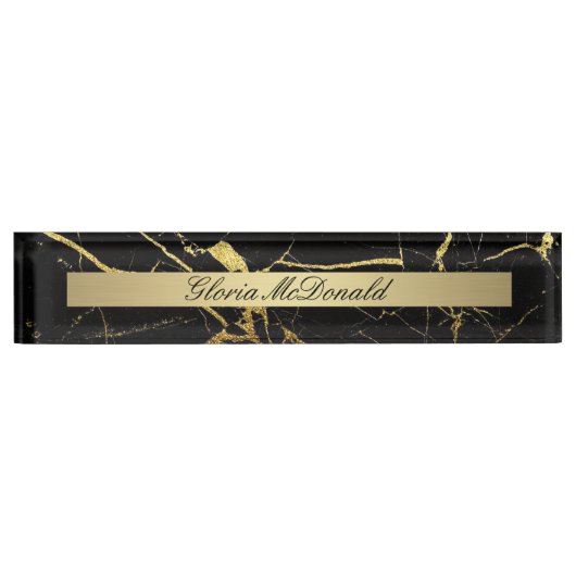 gouden zwarte marmer naambordje (Voorkant)