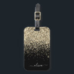 Gouden Zwarte Meisjesachtig Glitter Glans Monogram Bagagelabel<br><div class="desc">Gouden en Zwarte Glitter Glans Monogram Naam en Initiaal Kussen. Het bagagelabel is het perfecte cadeau voor een sweet 16 verjaardag,  trouwdag,  bruidsfeest,  babyshower of vrijgezellenfeest voor iemand die haar kamer stijlvol inricht.</div>