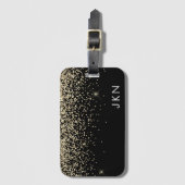 Gouden Zwarte Meisjesachtige Glitter Glans Monogra Bagagelabel (Voorkant (verticaal))
