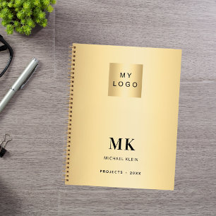 Gouden zwarte monogram beginletters bedrijf notitieboek