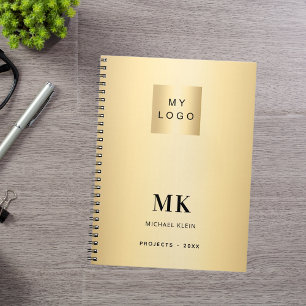 Gouden zwarte monogram beginletters bedrijf notitieboek