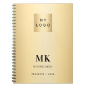Gouden zwarte monogram initiaal bedrijf notitieboek (Voorkant)