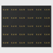 Gouden Zwarte Monogram Initiaal Bruid Bruidegom Hu Cadeaupapier (Vlak)