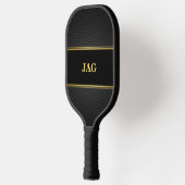 Gouden Zwarte Nep-Koolstof Monogram Pickleball Pad Paddle (Links)