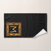 Gouden zwarte omrande monogram badhanddoekenset bad handdoek (Handdoek)