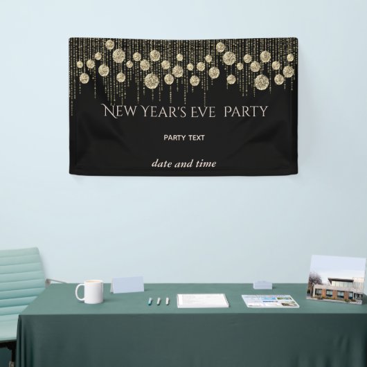 Gouden zwarte oudejaarsfeest oogverblindende luxe spandoek (Beurs)