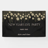 Gouden zwarte oudejaarsfeest oogverblindende luxe spandoek (Horizontaal)