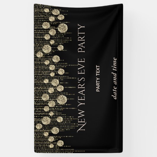 Gouden zwarte oudejaarsfeest oogverblindende luxe spandoek (Verticaal)