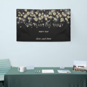 Gouden zwarte oudejaarsfeest sprankelend spandoek (Beurs)