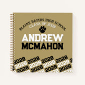 Gouden & Zwarte Pawprint Afstuderen Guestbook Notitieboek (Voorkant)