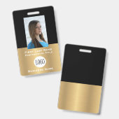 Gouden & Zwarte Personeels-ID-Badge Naamlabels Badge (Voor- en achterkant)