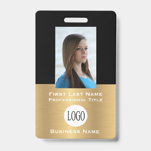 Gouden & Zwarte Personeels-ID-Badge Naamlabels Badge (Voorzijde)