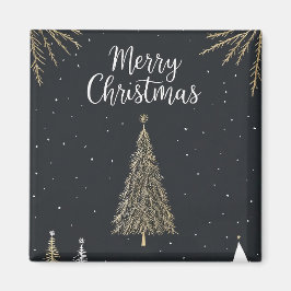 Gouden & Zwarte Prettig Kerstfeest Vakantie Magnee Magneet