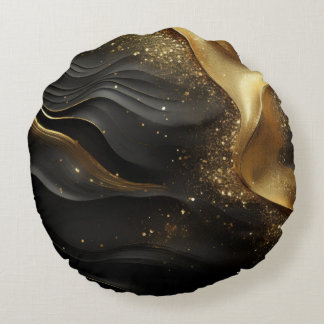Gouden Zwarte Prinkle Rond Kussen