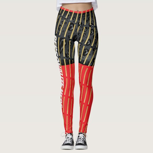 Gouden Zwarte Rode Mix-up Moderne Design Legging (Voorkant)