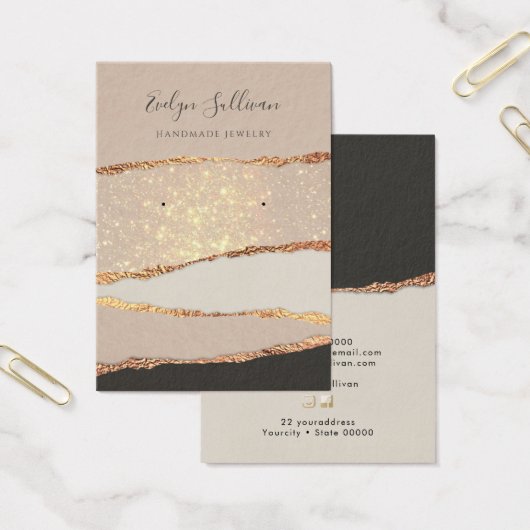 Gouden zwarte shimmer papier oorbel display kaart (Kantoor)