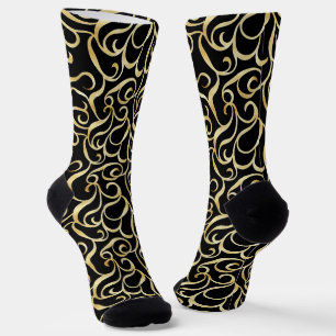 Gouden Zwarte Sierpatroon Sokken