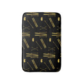 Gouden zwarte ski's en palen | Retro skipatroon Badmat (Voorkant Verticaal)