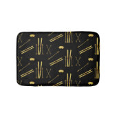 Gouden zwarte ski's en palen | Retro skipatroon Badmat (Voorkant)