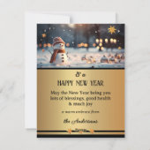 Gouden Zwarte Sneeuwman Foto Kerstmis Feestdagenkaart (Achterkant)