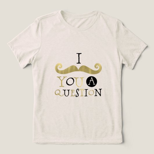 Gouden Zwarte Snor Tri-Blend Shirt (Design voorkant)