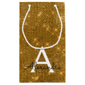 Gouden & Zwarte Sparkle Monogram - Jouw naam toevo Klein Cadeauzakje (Achterkant)