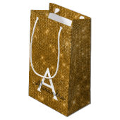 Gouden & Zwarte Sparkle Monogram - Jouw naam toevo Klein Cadeauzakje (Achterkant Gekanteld)