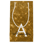 Gouden & Zwarte Sparkle Monogram - Jouw naam toevo Klein Cadeauzakje (Voorkant)