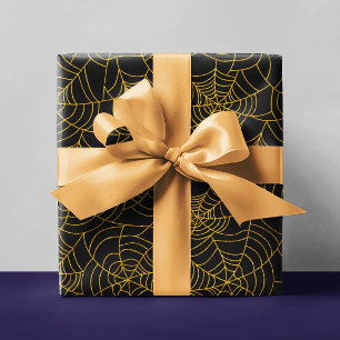 Gouden Zwarte Spin Web Spinneweb Halloween Cadeaupapier