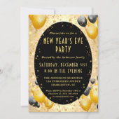 Gouden zwarte sprankelende sterren oudejaarsfeest kaart (Voorkant)