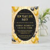 Gouden zwarte sprankelende sterren oudejaarsfeest kaart (Staand voorkant)