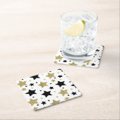 Gouden Zwarte Sterren Glitzy Kartonnen Onderzetters (Insitu)
