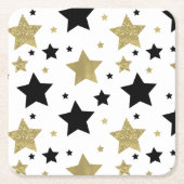 Gouden Zwarte Sterren Glitzy Kartonnen Onderzetters (Voorkant)