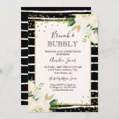 Gouden zwarte streep bloemenbrunch en bubbelige do kaart (Voorkant / Achterkant)