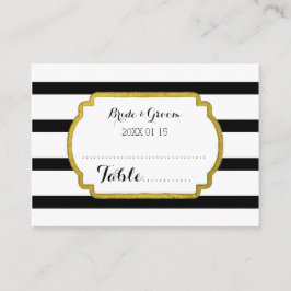 Gouden Zwarte Streep Bruiloft Tafel Plaats Kaart Plaatskaartje