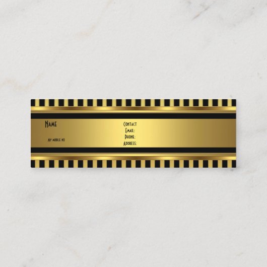 Gouden Zwarte Streep Skinny Mini Visitekaartje (Achterkant)