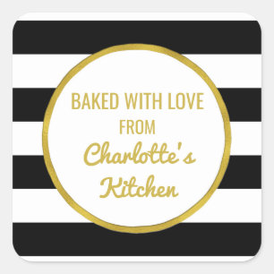 Gouden zwarte strepen Christmas Baking Labels