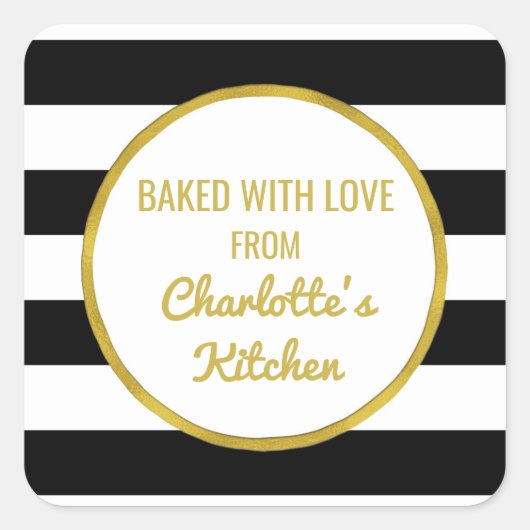 Gouden zwarte strepen Christmas Baking Labels (Voorkant)