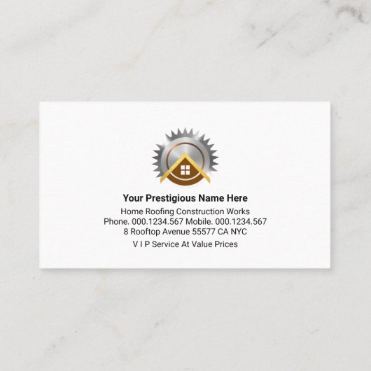 Gouden zwarte strepen dakbedekking bouwers visitekaartje (Achterkant)