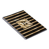 Gouden Zwarte Strepen Monogram Naam Notitieboek (Rechterzijde)