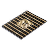 Gouden Zwarte Strepen Monogram Naam Notitieboek (Linkerzijde)