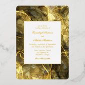 Gouden Zwarte Topaas Edelsteen bruiloft Folie Uitnodiging (Voorkant)