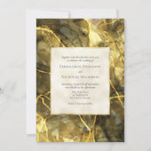 Gouden Zwarte Topaas Edelsteen Huwelijksuitnodigin Kaart (Voorkant)