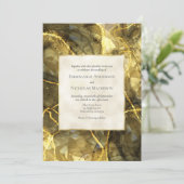 Gouden Zwarte Topaas Edelsteen Huwelijksuitnodigin Kaart (Staand voorkant)