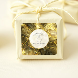 Gouden Zwarte Topaas Edelsteen Illusie Trouwen Vierkante Sticker