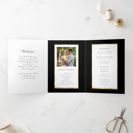 Gouden Zwarte Topaas Edelsteen Trouwprogramma's Drieluik Programma (Binnen)