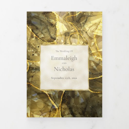 Gouden Zwarte Topaas Edelsteen Trouwprogramma's Drieluik Programma (Cover)