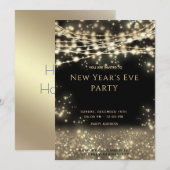 Gouden zwarte touwtjes lichten oudejaarsavond aan kaart (Voorkant / Achterkant)